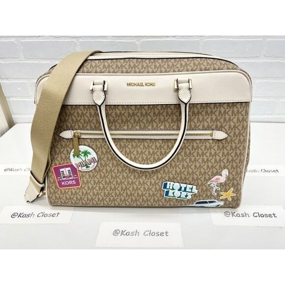 Michael Kors weekender travel bag top zip large jet set girls travel light cream - Picture 8 of 11